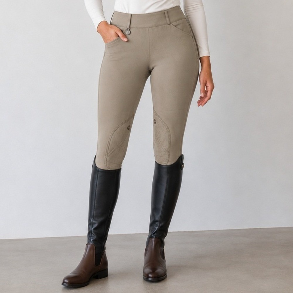 Pikeur Victory Breeches 30L Safari Tan Knee Patch Side Zip Riding Pants